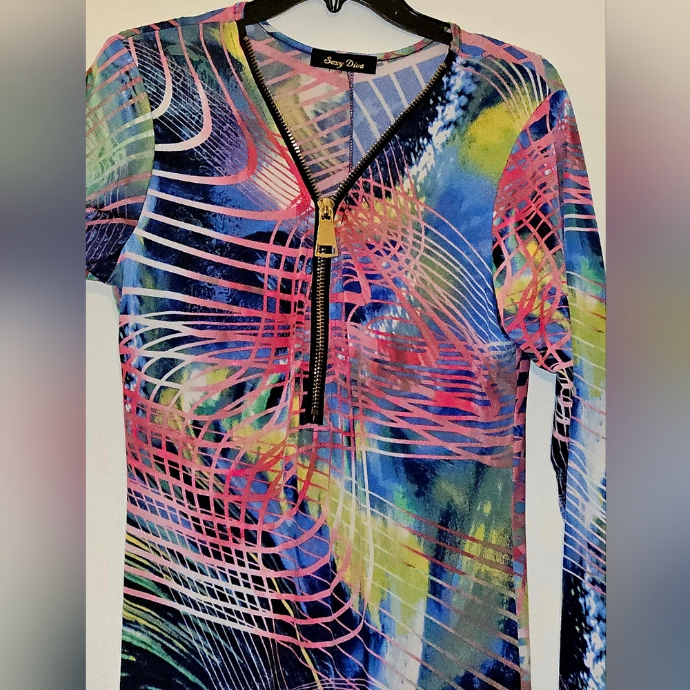 Colorful Abstract Zip-Top Dress